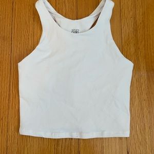 athleta white cropped tank top size 8-10